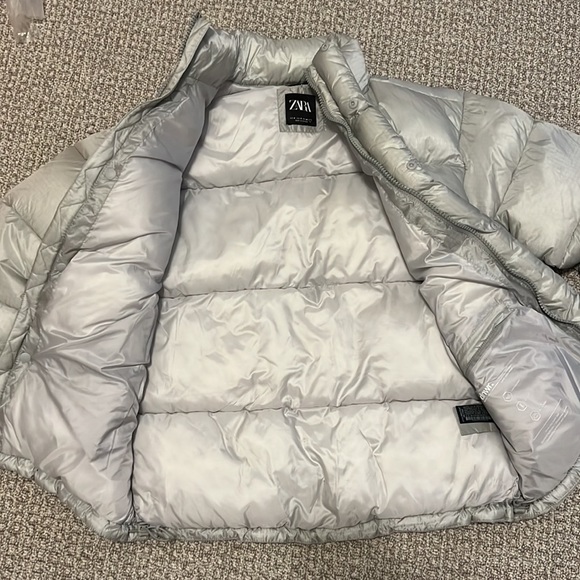 Zara Men Light Grey Silver Puffer Puff Jacket Coat S dnwr Outerwear Winter Ski S - Picture 5 of 9